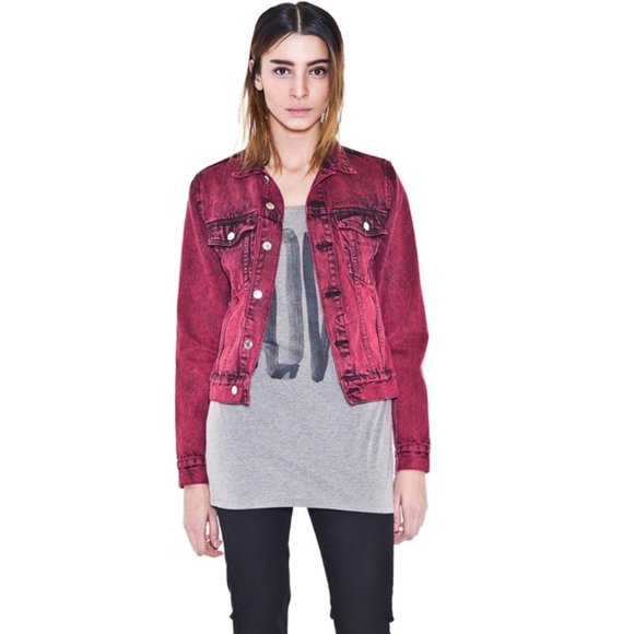 💀❗️CHEAP MONDAY Red Denim Jacket - Picture 1 of 7